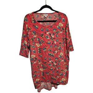 LuLaRoe Irma Top – Size L – Hot Pink with Toy Story Alien Print